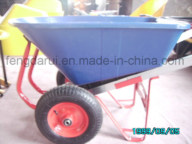 Heavy Duty Plastic Tray Metal Frame Wheel Barrow (WB6304) with Double Wheels