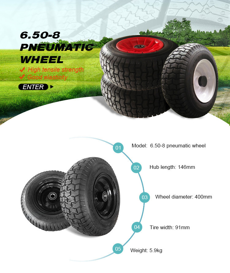 Heavy Duty Big Wide 6.50-8 Rubber Pneumatic Wheel for Wheelbarrow