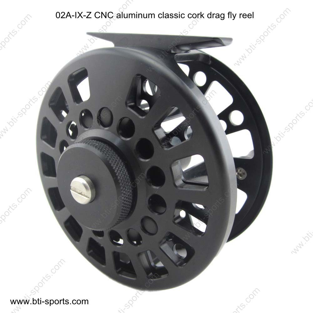 CNC Machined Cut Aluminum Classic Cork Drag Saltwater Fly Reel 02A-CNC-IX-Z