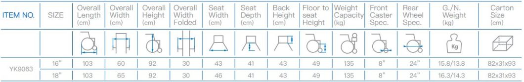 Aluminum Portable Manual Wheelchair with Folding Frame