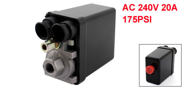 AC240V 20A 175psi 12mm Female Thread 1 Port 2nc Air Compressor Pressure Switch
