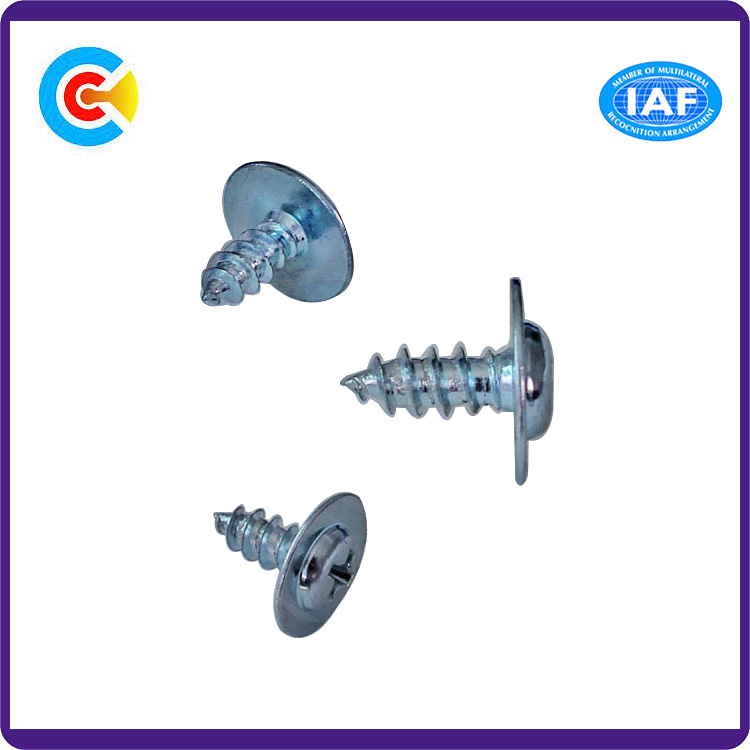 Stainless Steel Galvanized Fastener Phillips/Cross Pan Head Screws with Flange