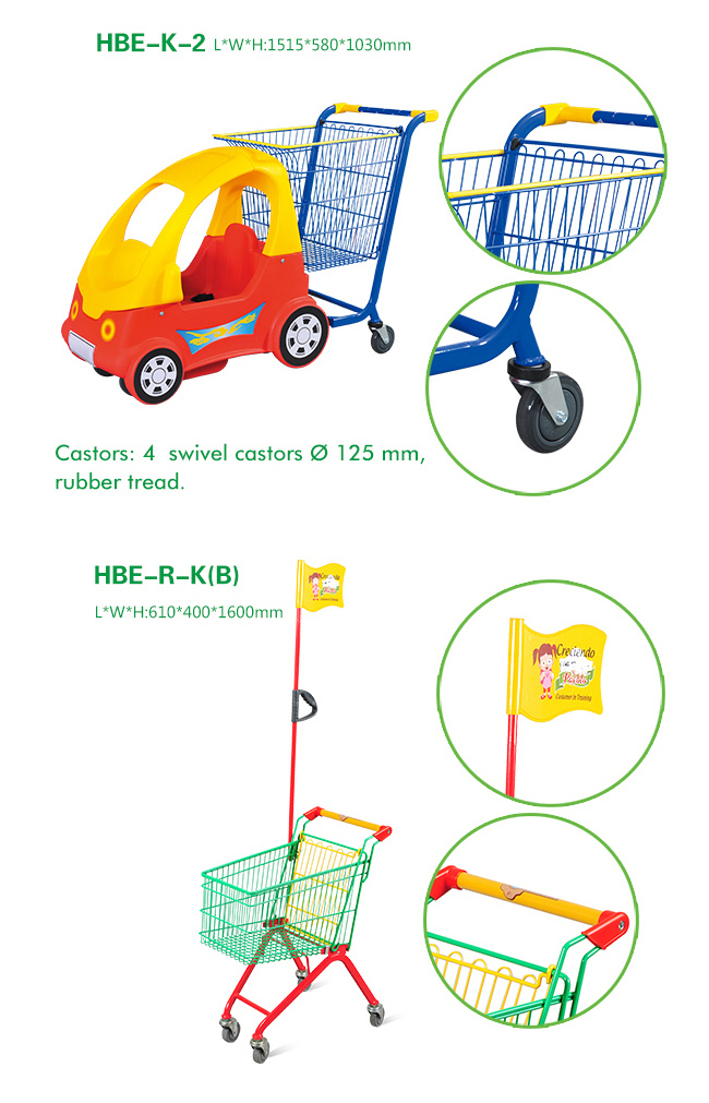 Two Tier Supermarket Grocery Shopping Carts
