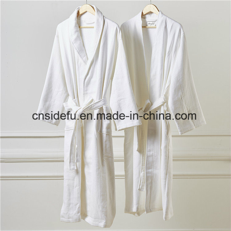 Top Quality Embroidered Logo Luxury Hotel Waffle Terry Bathrobe