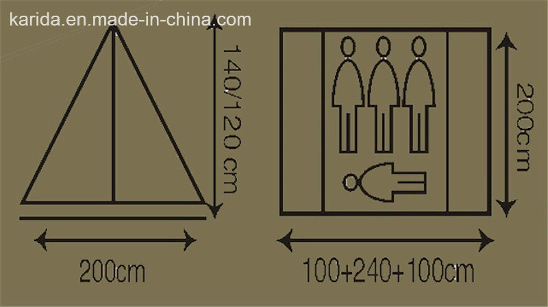 4 Persons Camping Family Tent with 1 Bedroom 2 Living Rooms