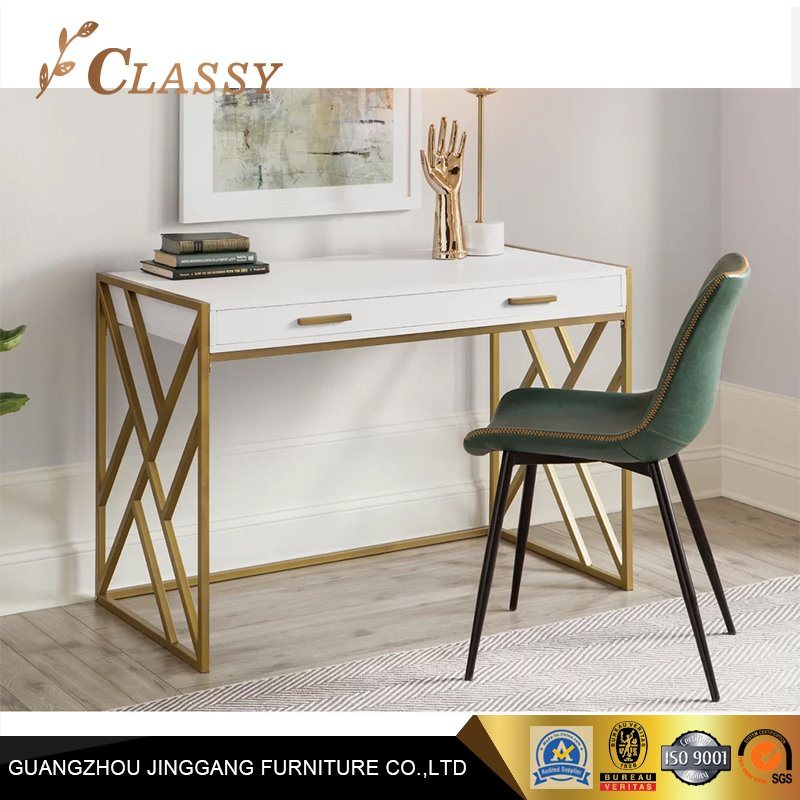 Modern Design Writing Office Desk with Golden Base for Sale