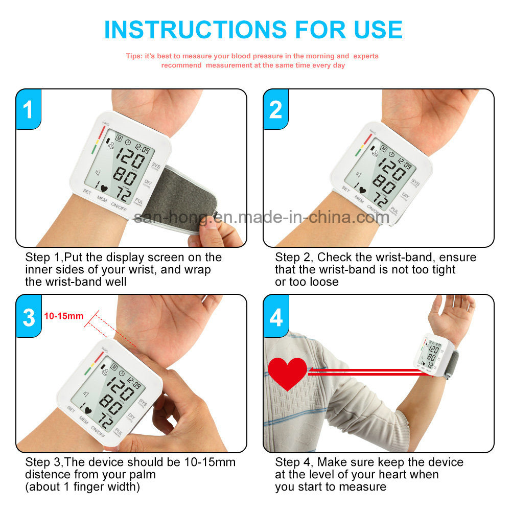 Health Care Automatic Wireless Digital LCD Display Wrist Blood Pressure Monitor