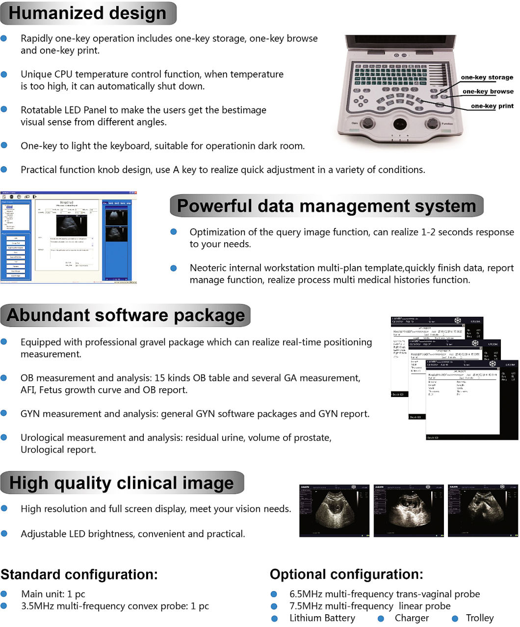 BS-5600 Portable 3D Black White Ultrasound Scanner Machine with Great Price