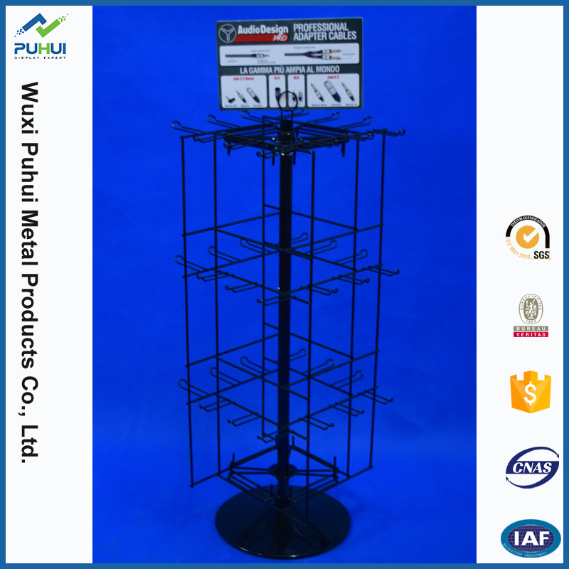 Metal Wire Rotating Hooks Counter Display Stand for Hanging (PHY1009)