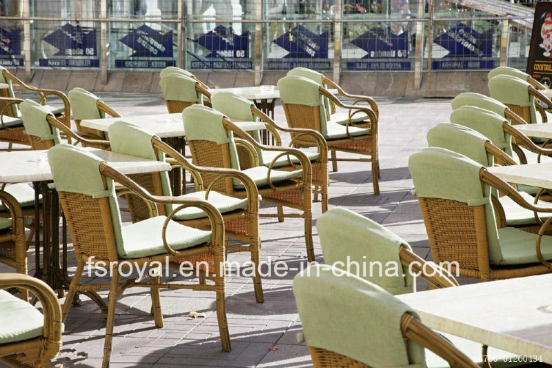 Aluminum Frame Wicker Bamboo Look Dining Chair Outdoor Restaurant Furniture