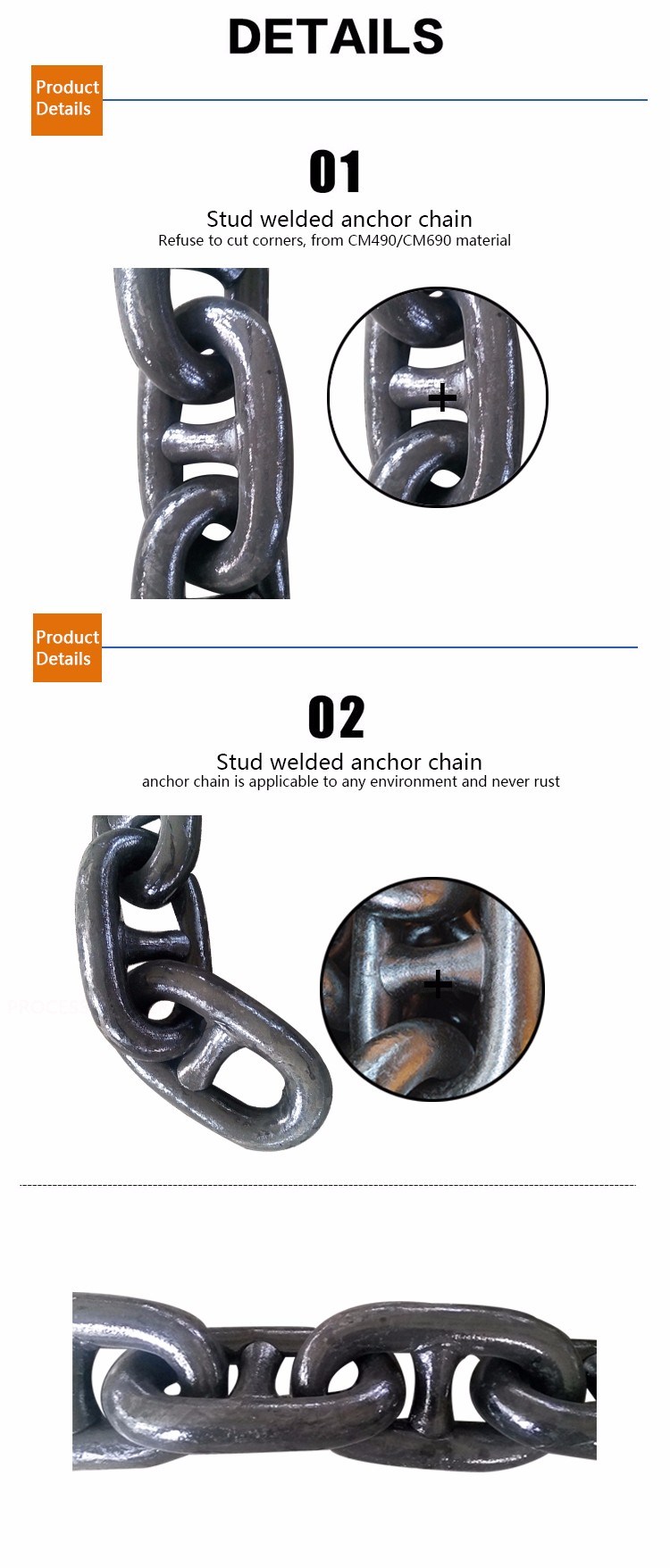 Studlink & Studless Marine Ship Anchor Chain