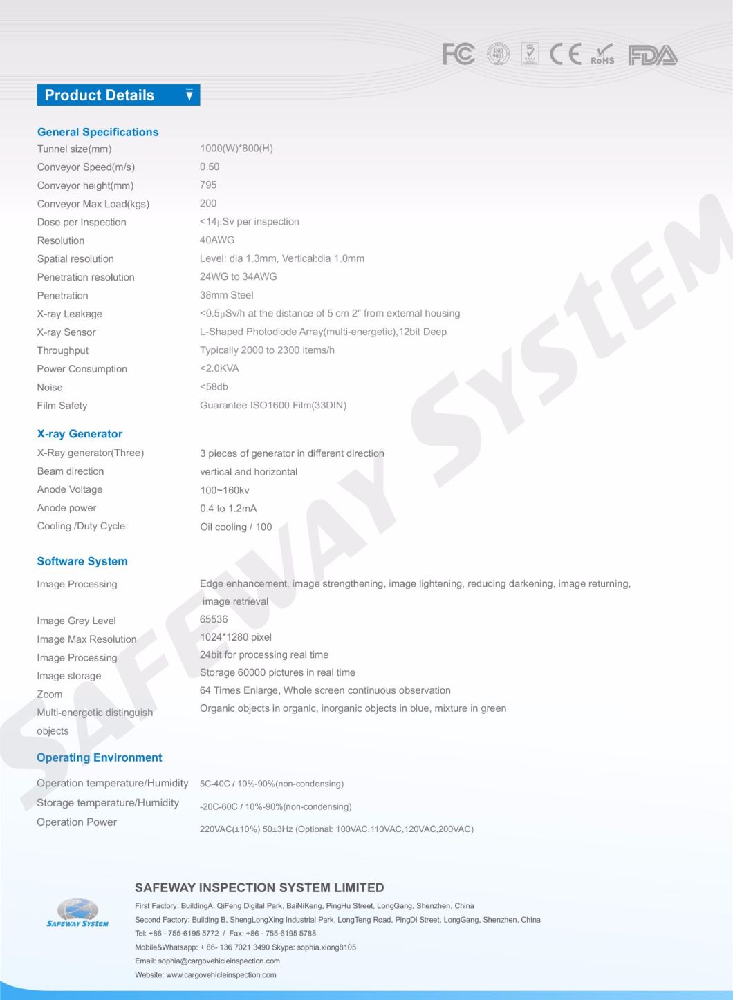 Big Size Baggage, Luggage, Cargo X-ray Security Checking Equipment Scanner 3D