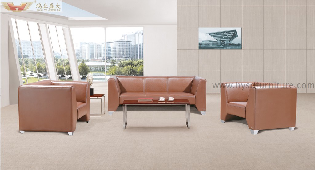 Popular Foshan Leather 1+1+3 Genenie Italian Leather Office Sofa Set