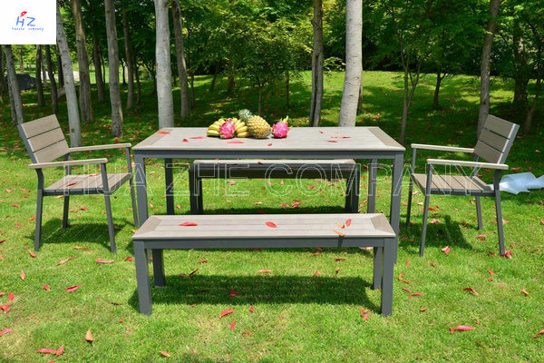 100% Plastic Wood for Outdoor Furniture Park Furniture with Table