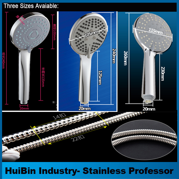 stainless Steel Handheld Shower Head Square High Pressure Single Function Water Combo Rainfall Showerd Head with Handheld Chrome