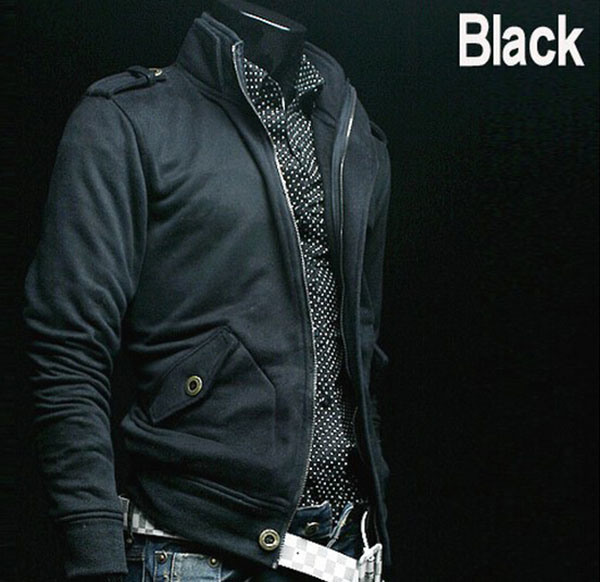 Fashion 100% Cotton Stand Collar Fashion Casual Men's Fleece Jacket