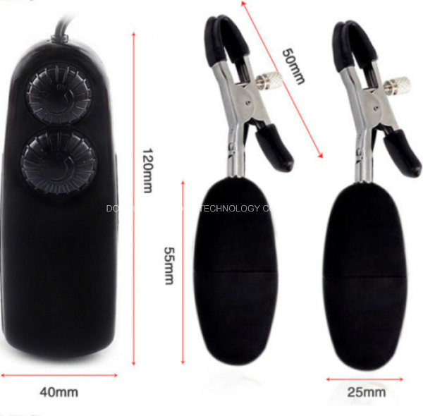 Breast Stimulation Double Vibrating Sex Egg with Nipple Clamps