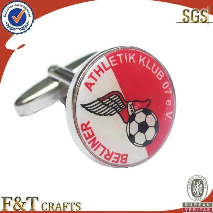 Wholesale Restrained Round Silver Blank Cufflinks Custom Logo Cufflink