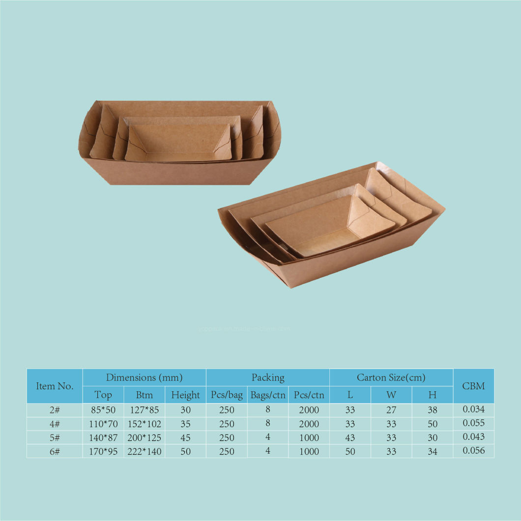 PLA Lined Compostable Eco Friendly High Quality Custom Printed Paper Food Tray