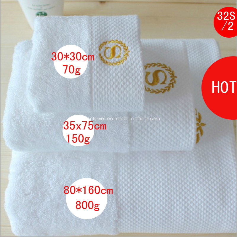 Wholesale Dobby Luxury 5 Star White Terry 100% Cotton Hotel Bath Towels