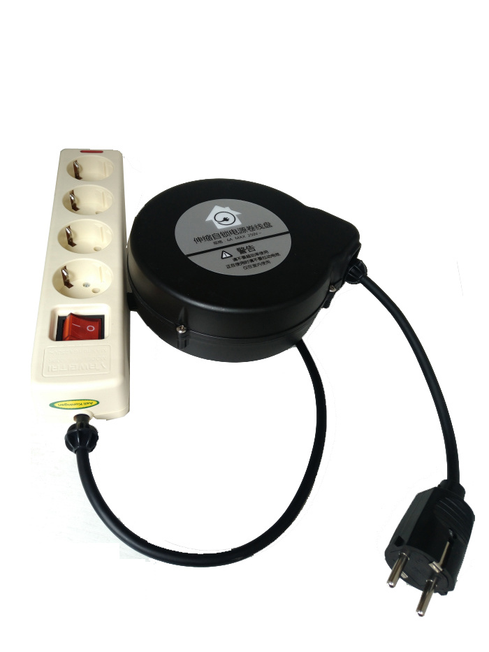 Power Reel with Extension German Standard Plug and Sockets