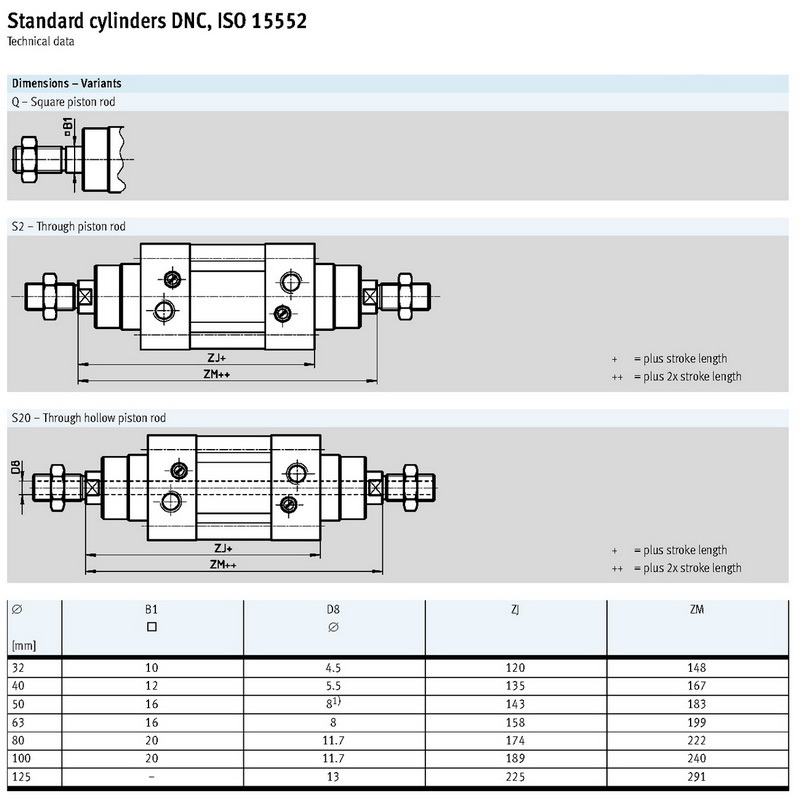 DNC ISO 15552 Festo Standard Pneumatic Cylinder/Aluminium Piston Cylinder