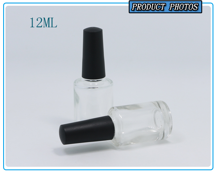 Round Design Clear Glass Nail Polish Bottle with Brush and Cap 12ml Nail Polish Bottle