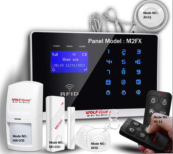 GSM Wireless Home Security Burglar Alarm with Touch Keypad (YL-007M2FX)