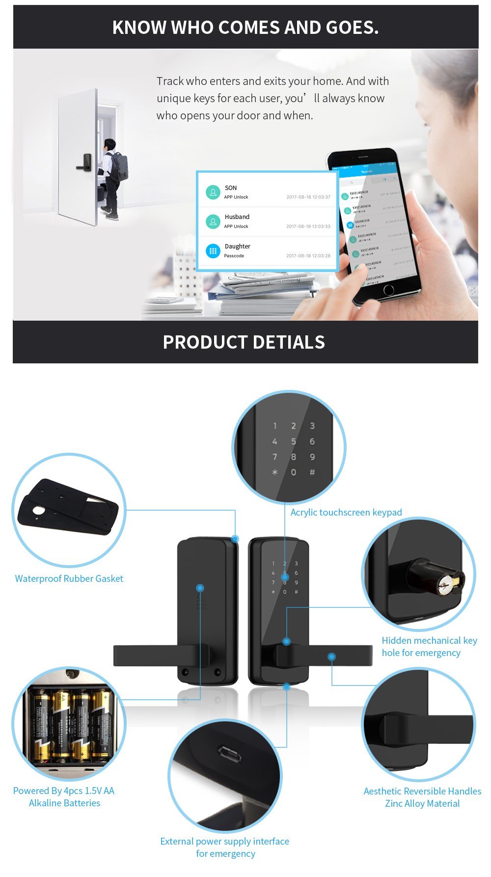 OEM Korea Style Advanced Security Bluetooth Access Control Locks Keyless Digital Smart Door Lock