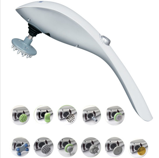 New Hand-Held Body Massager Hammer with 11 Changeable Heads
