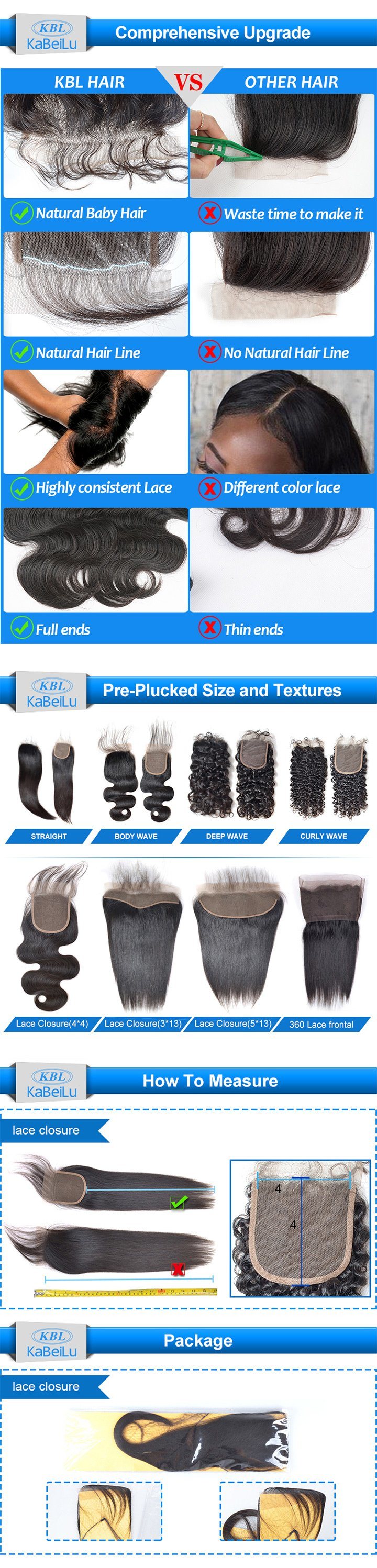 4*4 Brazilian Lace Closure Accessories