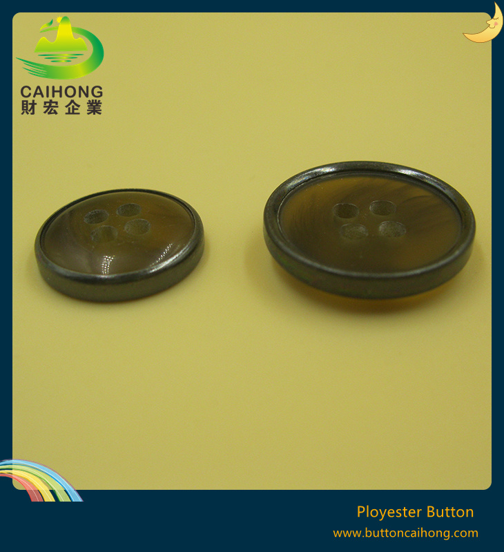 Polyester Button and Resin& Metal Assemble Sewing Button for Men Trousers