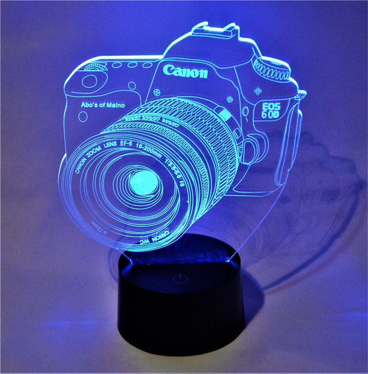 Camera Shape LED Xmas Lamp Decoration 3D Illusion Desk Night Light