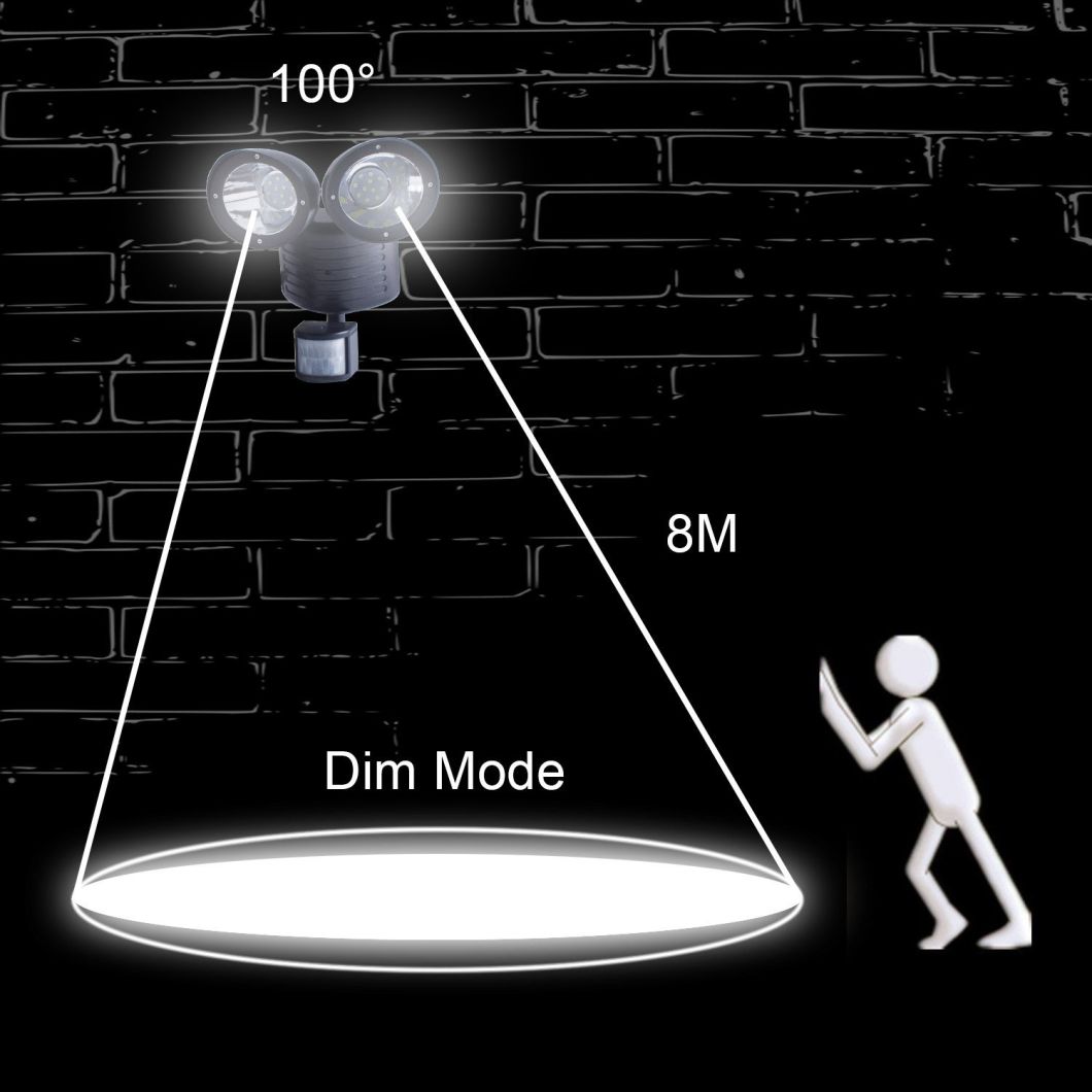 Adjustable Super Bright Dual Head Solar Motion Sensor 22 LED Waterproof Outdoor Lamp