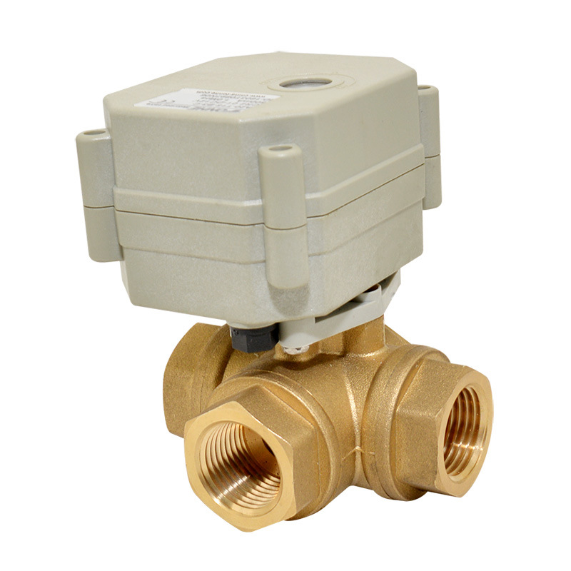 3 Way Electric Flow Control Brass Water Ball Valve Ce/RoHS Motorized Shut off Valve with Manual Operation