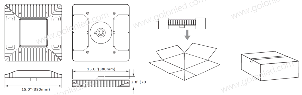 2018 New Dimmable Microwave Sensor LED Canopy Light 150W 120W 100W