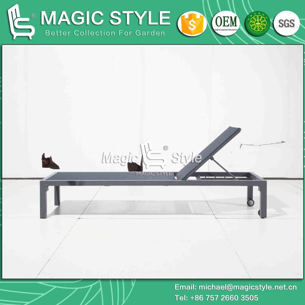 Outdoor Textile Lounge Garden Sling Sunlounger Aluminum Daybed Poolside Lounge Modern Leisure Chaise Lounge