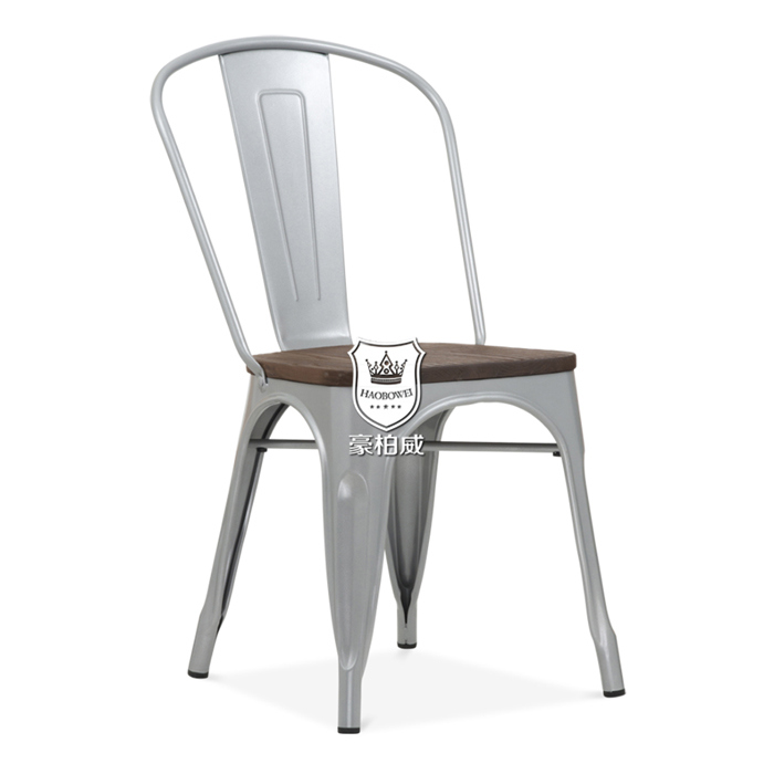 Stacking Tolix H Chair Wood Seat Metropolis Metal Chair with Wooden Seating