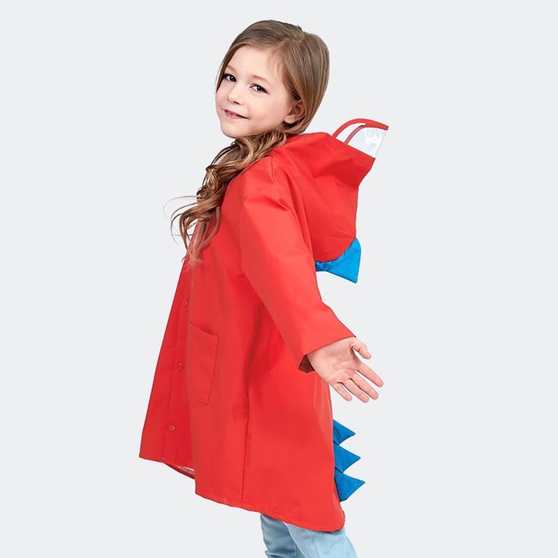 Cute Small Dinosaur Waterproof Polyester Rain Coat Boy and Girls Windproof Poncho Kindergarten Student's Raincoat