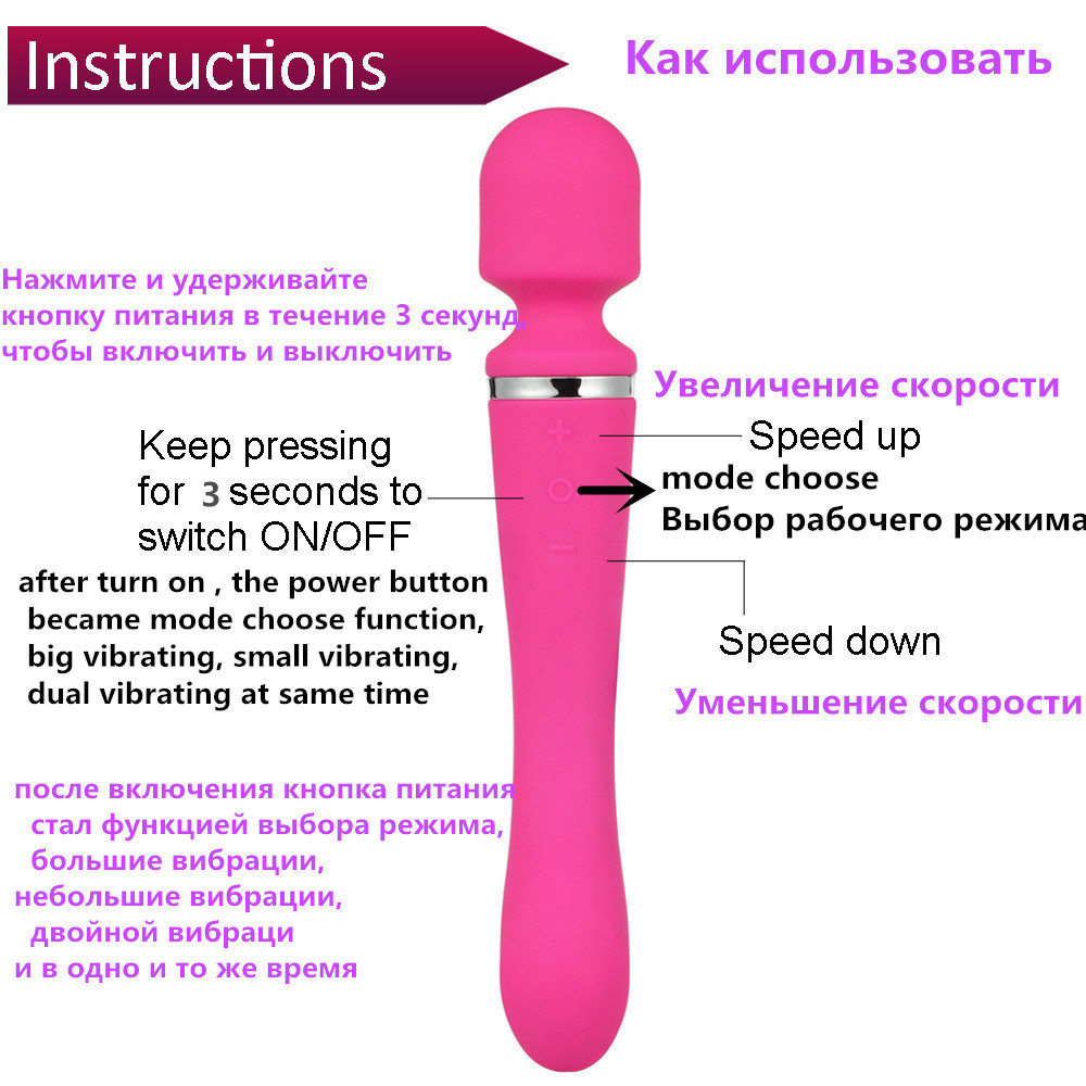 Waterproof Powerful 10 Speeds Rechargeable Magic Wand Massager Vibrator