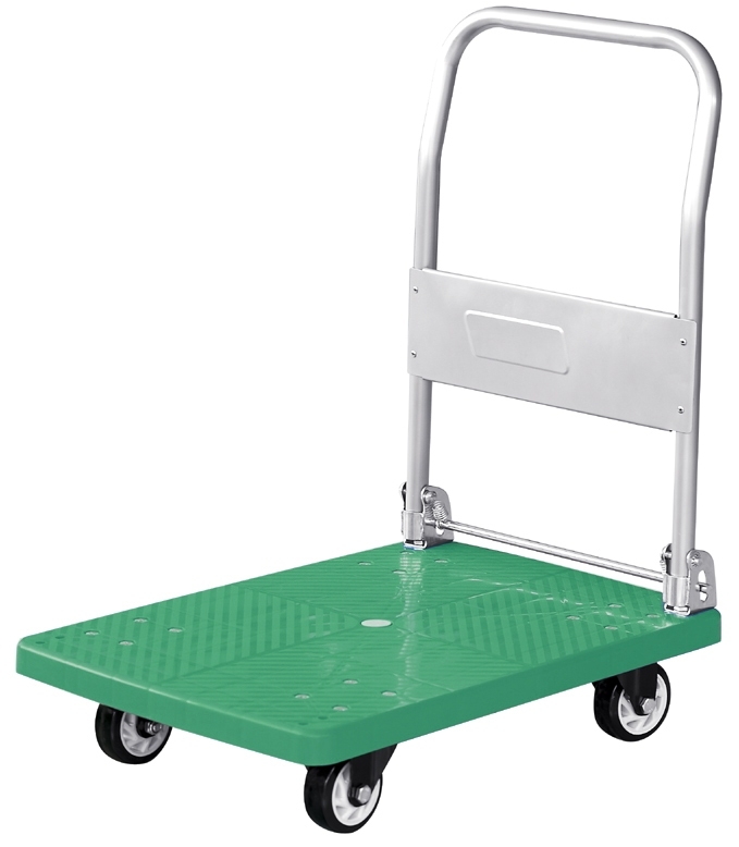 150kgs Plastic Platform Trolley Folding Hand Truck with PVC Wheels