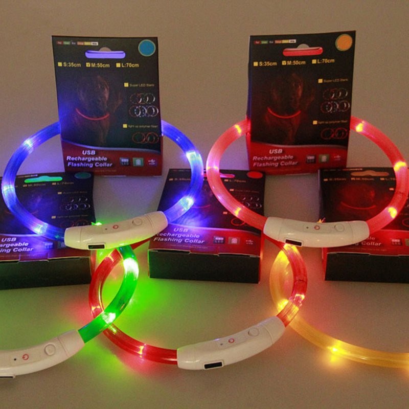 Rechargeable Flashing Night USB Luminous LED Dog Collar Pet Accessories Pet Products