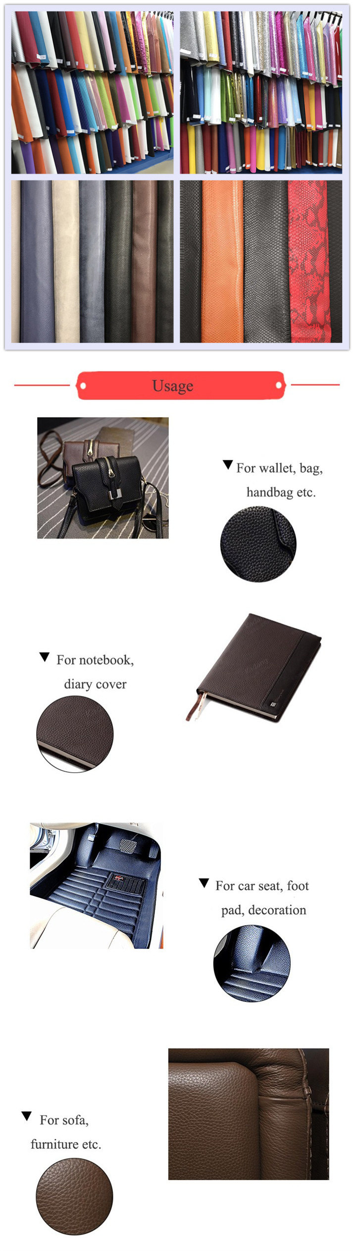 Tc Backing Embossed Classical PU Leather for Bag Decoration Notebook