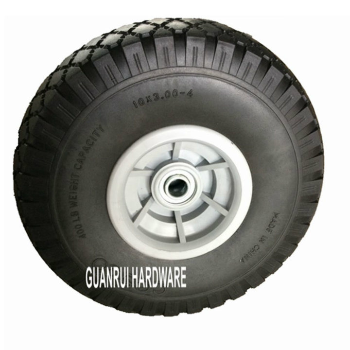 Hand Trolley Wheel PU Tire 3.00-4 Wheel with Plastic Rim