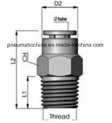 Brass Nickle-Plated Push in Fitting, Pneumatic Fitting, Air Fitting