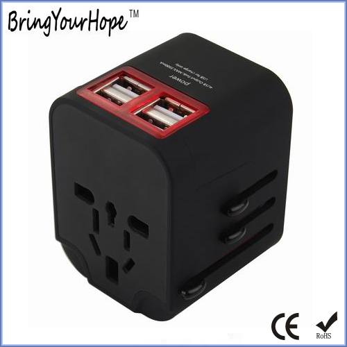 UK/Au/Us/EU Travel Power Plug with 4 USB Ports (XH-UC-014)
