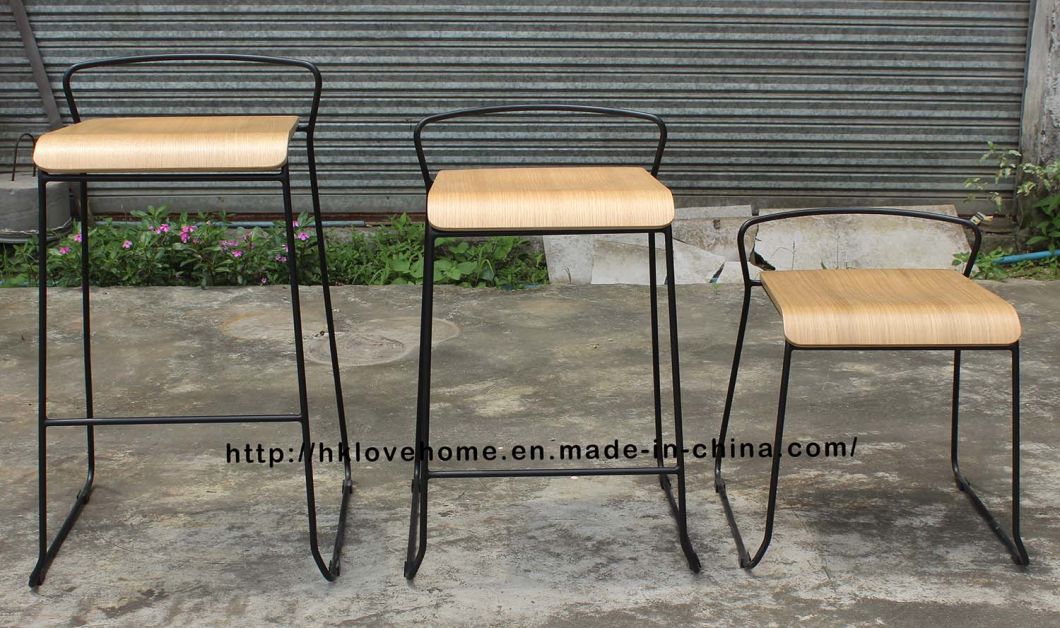 Modern Steel Furniture Wooden Counter Bar Stool