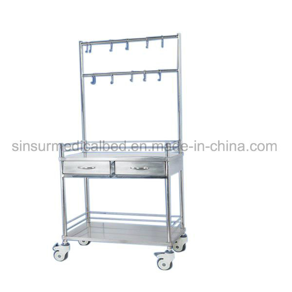 China Supply Stainless Steel Hospital Emergency Medical Infusion Trolley