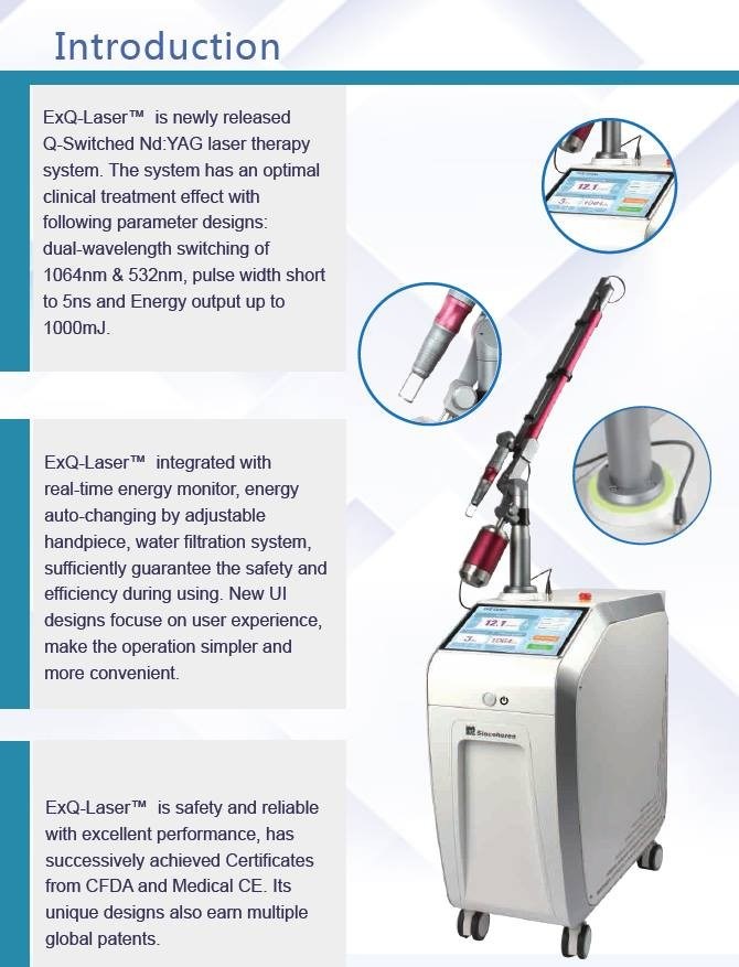Medical Laser Skin Care Machine Pigment Removal Q-Switch ND YAG Laser Tattoo Removal