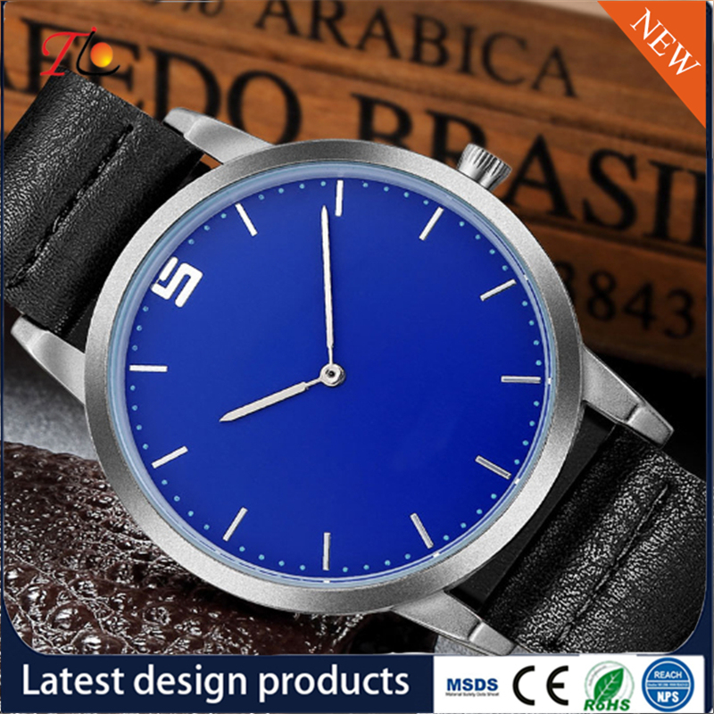 Fashion Design Round Simple PU Leather Strap Men's Wrist Watch